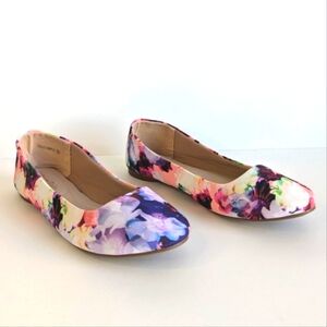 DREAM PAIRS Sole-Simple Ballerina Slippers Walking Flats Pink Violet Floral sz 9